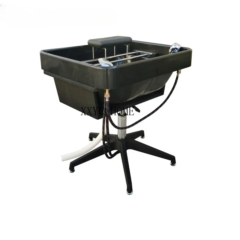 Mesa de masaje de belleza para hombres, asiento de lavabo de champú sentado, elevador móvil para barbería, silla de pelo, Media tumbada, Patchwork de champú