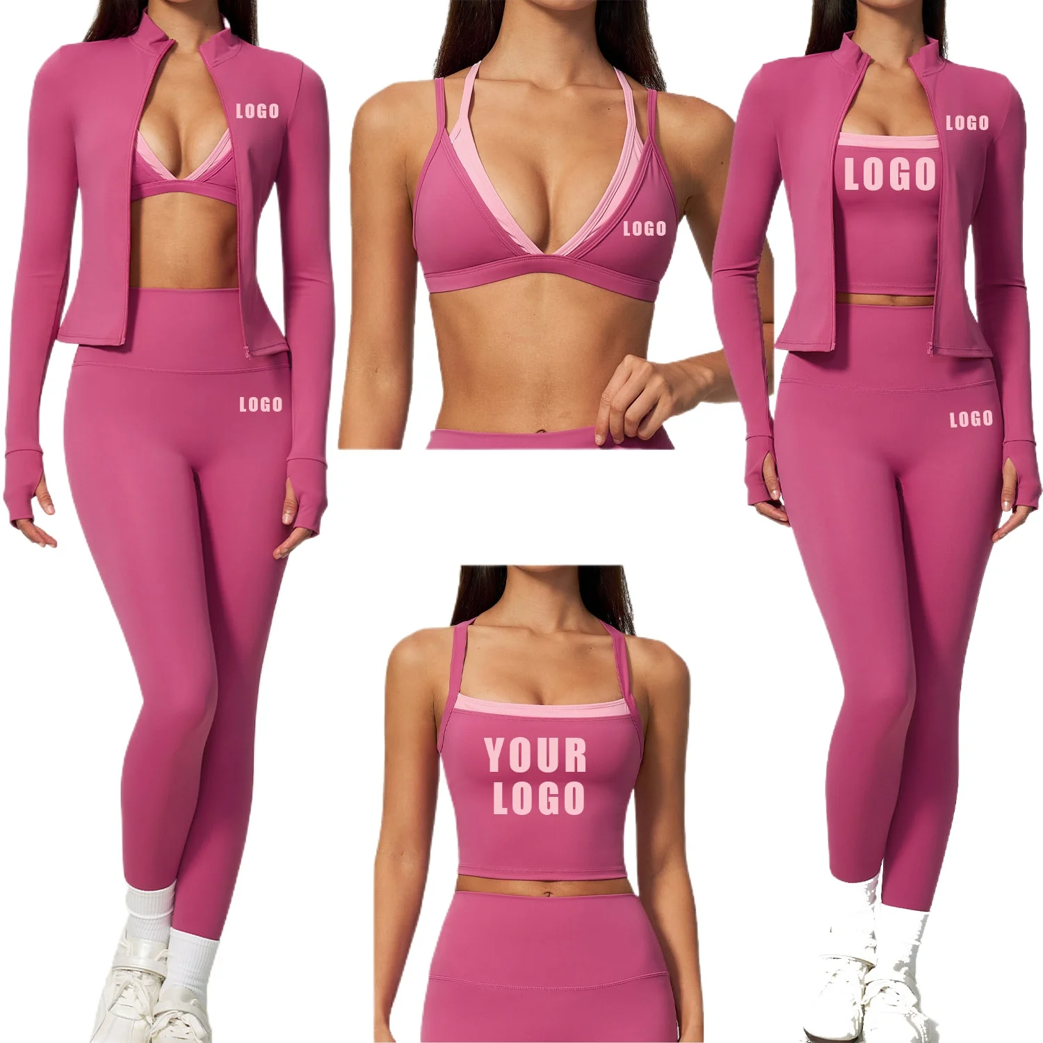 Personalized LOGO customized women's new yoga clothes autumn quick-drying fitness casual running sports three-piece set