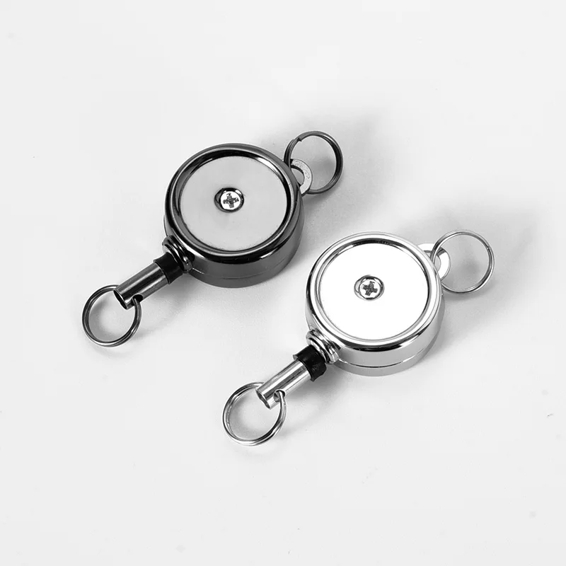 Mini Retractable Keychain Reel Small Pull Back Key Holder with Stretch Cable Anti-Lost Key Ring Organizer for Keys ID Badge