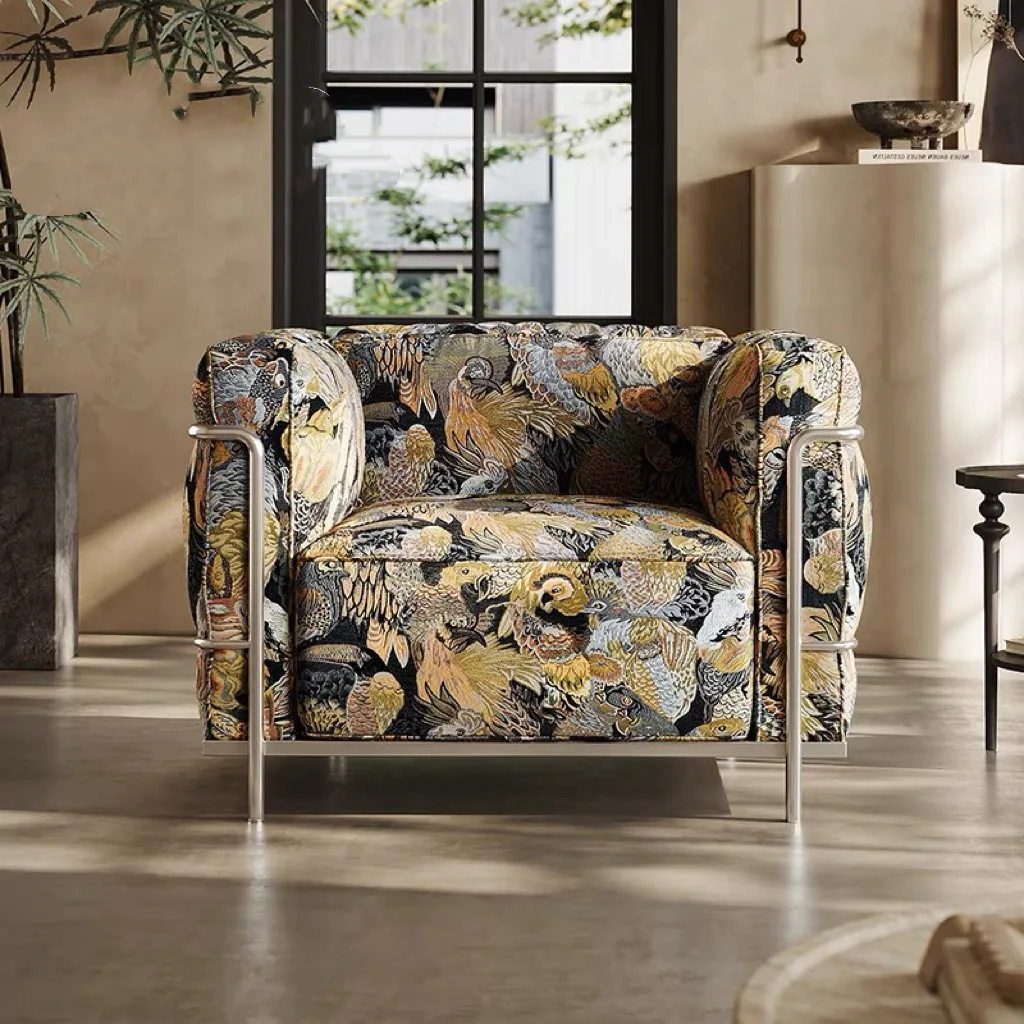 

Lc3 Modern Simple Fabric Living Room Sofa Lazy Straight Row Single Double Three Combination Designer Medium Antique Sofa Chair