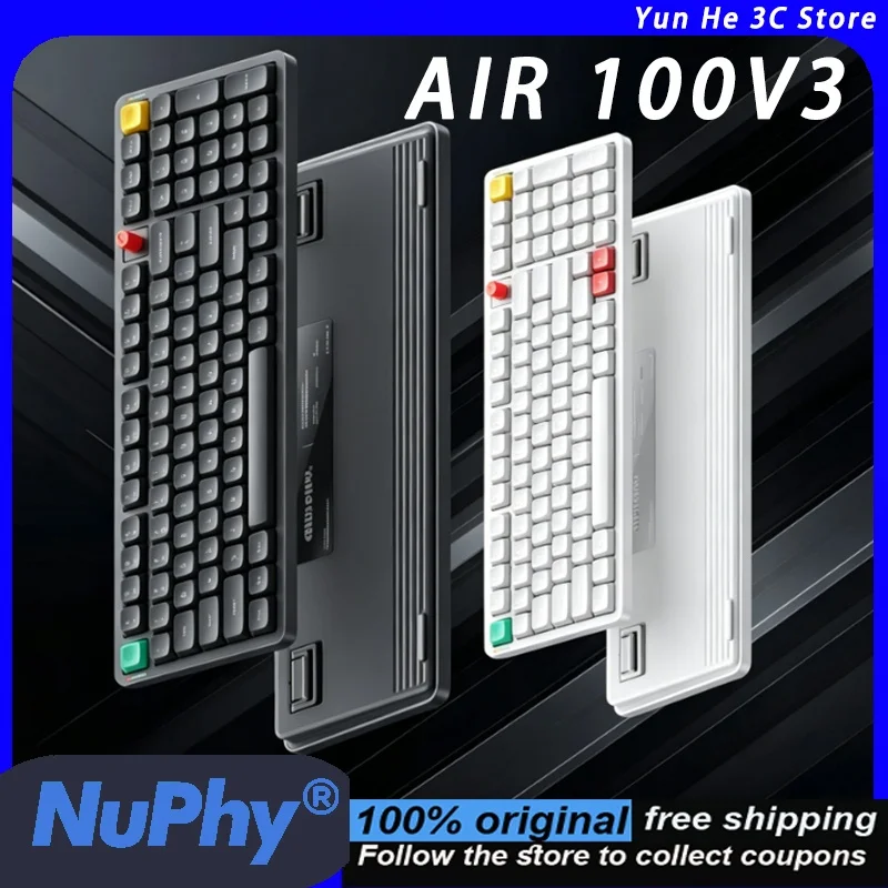 NuPhy Air 100V3 Keyboard Low-Profile Silent WirelessTri-Mode Minimalist Design Perfect for Apple Mac Office Use  Full-size