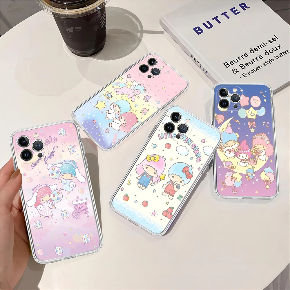 L-Little T-Twin S-Stars Phone Case Silicone Soft For Iphone 16 15 14 13 12 11 Pro Mini XS MAX Plus X Cover