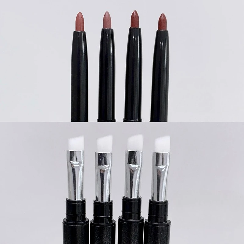 Crayon à lèvres mat 2 en 1 à double extrémité avec brosse à lèvres pigmenté naturel longue durée anti-taches définir les lèvres dodues maquillage de Date quotidienne