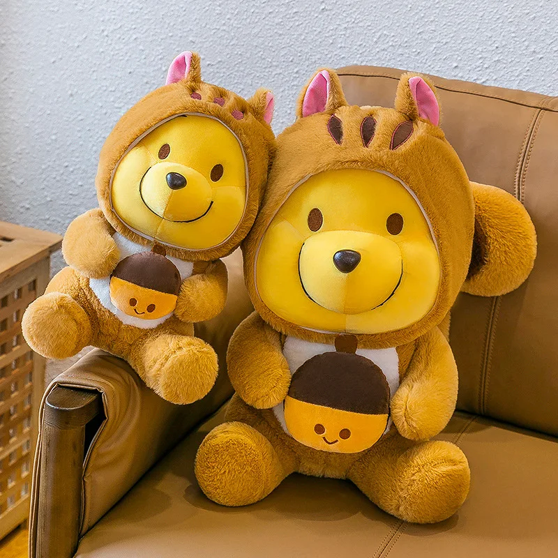 New Disney Squirrel Winnie The Pooh Plush Cute Cartoon Stuffed Plushie Big Bear Doll Anime Plush Pillow Toys Winnie Kid for Gift