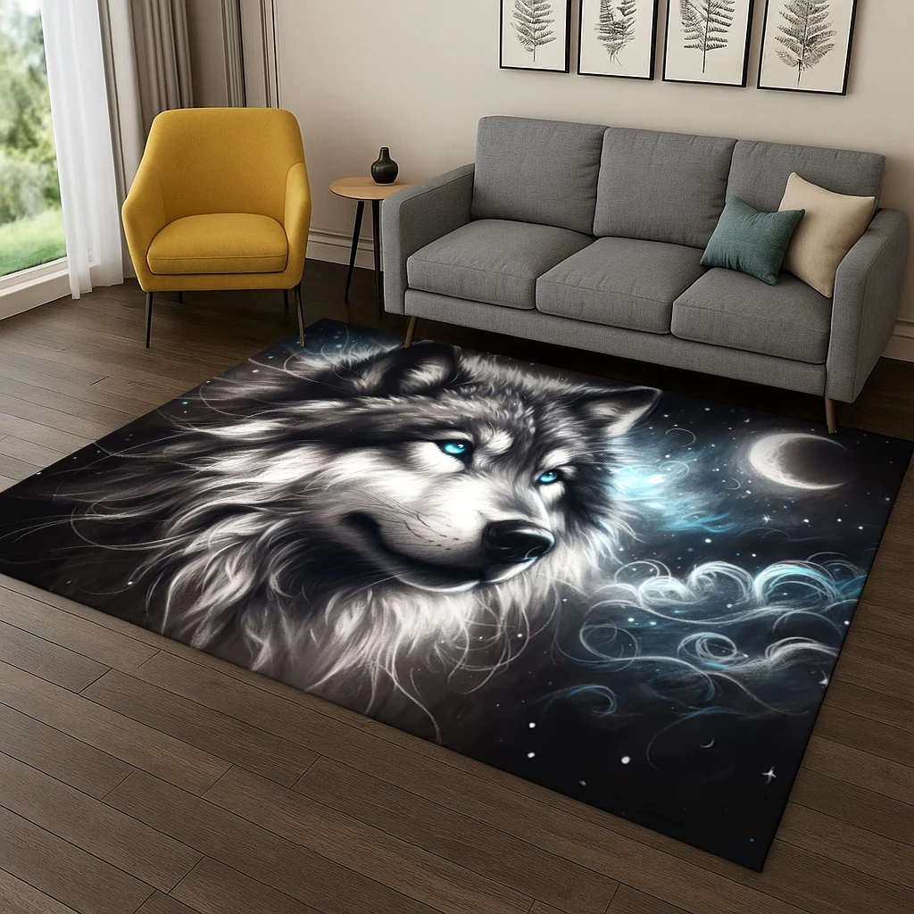 

Wolf Animal Cartoon Carpet Carpet Rug for Sofa Bedroom Living Room Doormat Home Decor,Kid Game Area Rug Non-slip Floor Mat Gift