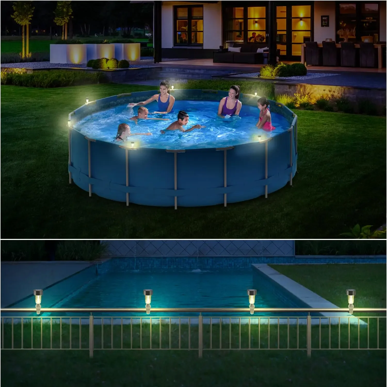 

Stainless steel Solar Pool Light Frame on the ground for swimming pool outdoor pool fence decorative accessories Waterproof LED
