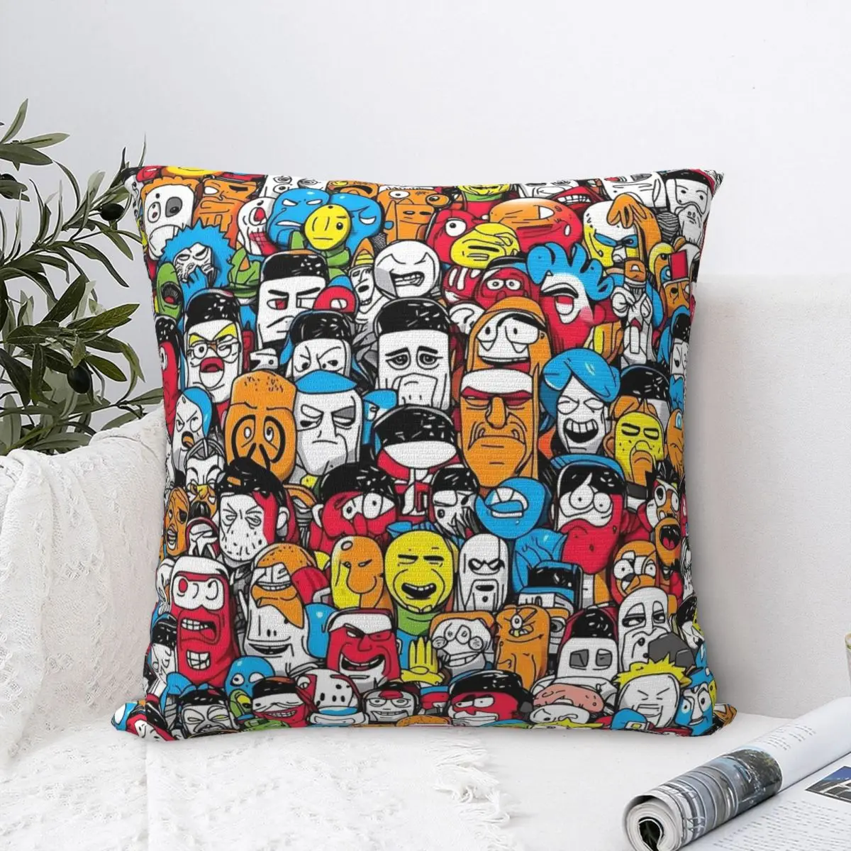 A Set Of Viral Memes Pillow Case Wojak Soyjak Cushion Covers Funny Polyester Decor Pillowcover for Bed 40x40cm