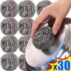 30/1Pcs Stainless Steel Cleaning Ball Steel Wire Ball Household Kitchen Washing Pots Pans Dishes Remove Dirt Rust Scrubbing Tool