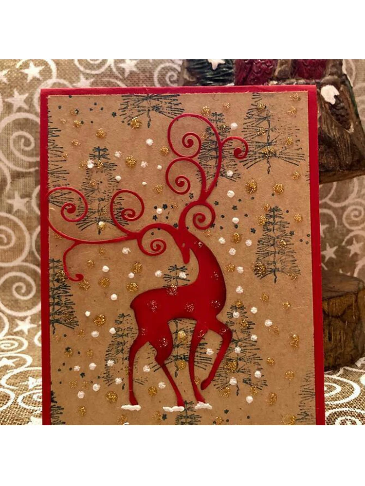 Christmas deer metal cutting die mould scrapbook decoration embossed photo album decoration card making