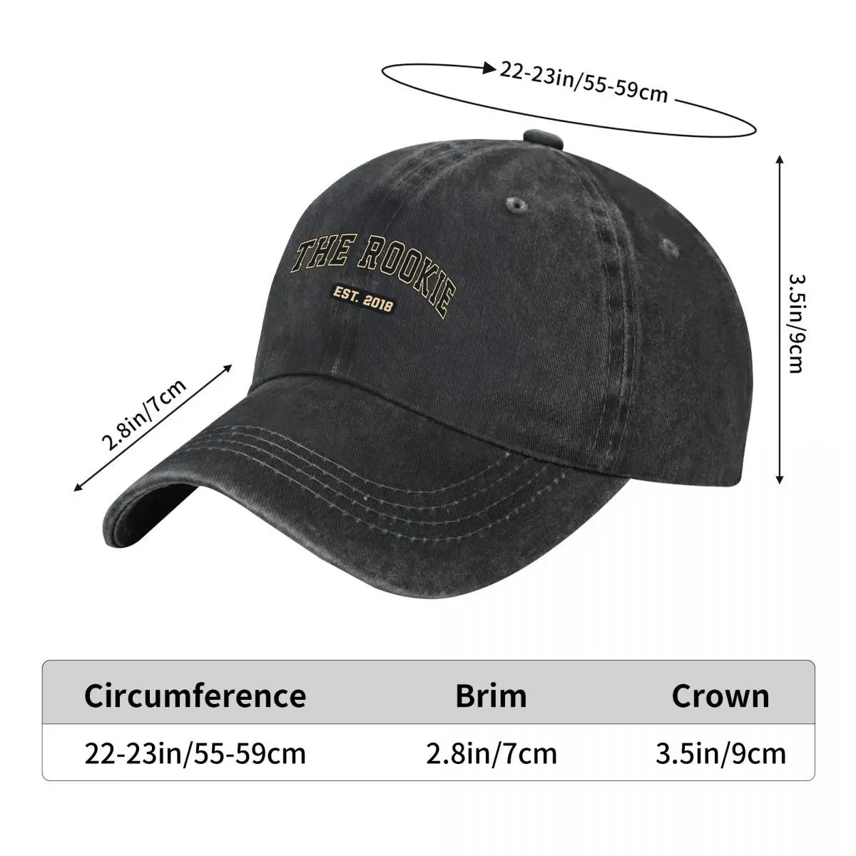 The Rookies Est 2018 Varsity Lettering Design New Vintage Washed Cotton Baseball Cap Sun Hats