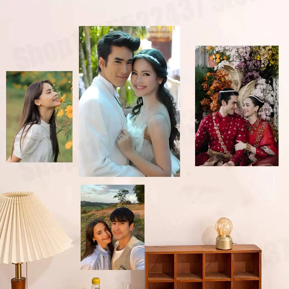 

Actor N-Nadech Yaya CP Wedding Vintage Retro Poster Sticker Classic Art Painting for Home Bedroom Cafe Office Wall Decor