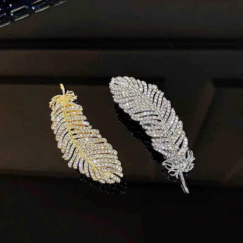 

Shiny Feather Hairpin Girl's Bang Hairpin Wedding Party Fashion Women's Rhinestone Side Hairpin Accessories