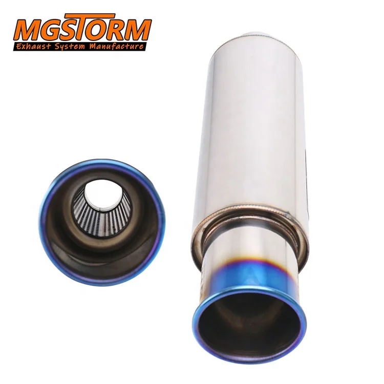 Sport Car Universal Auto Parts 63mm Inlet 89mm Rolled Outlet 114mm Body 450mm Overall Length Straight Flow Exhaust Muffler