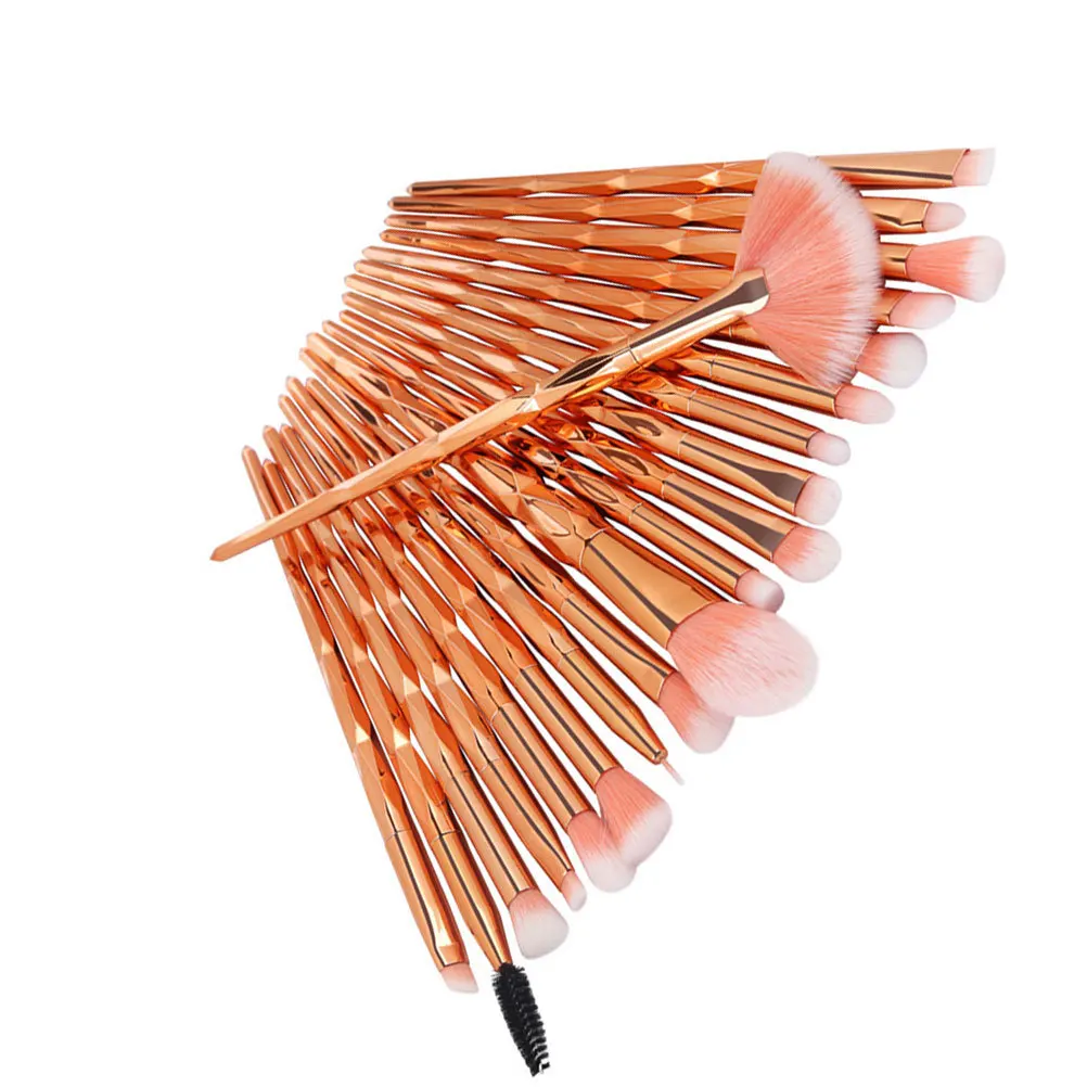 20pcs Makeup Brush Set Rose Golden Soft Bristles Full Face Tools For Foundation Eyeliner Lip Women'S Makeup Kit