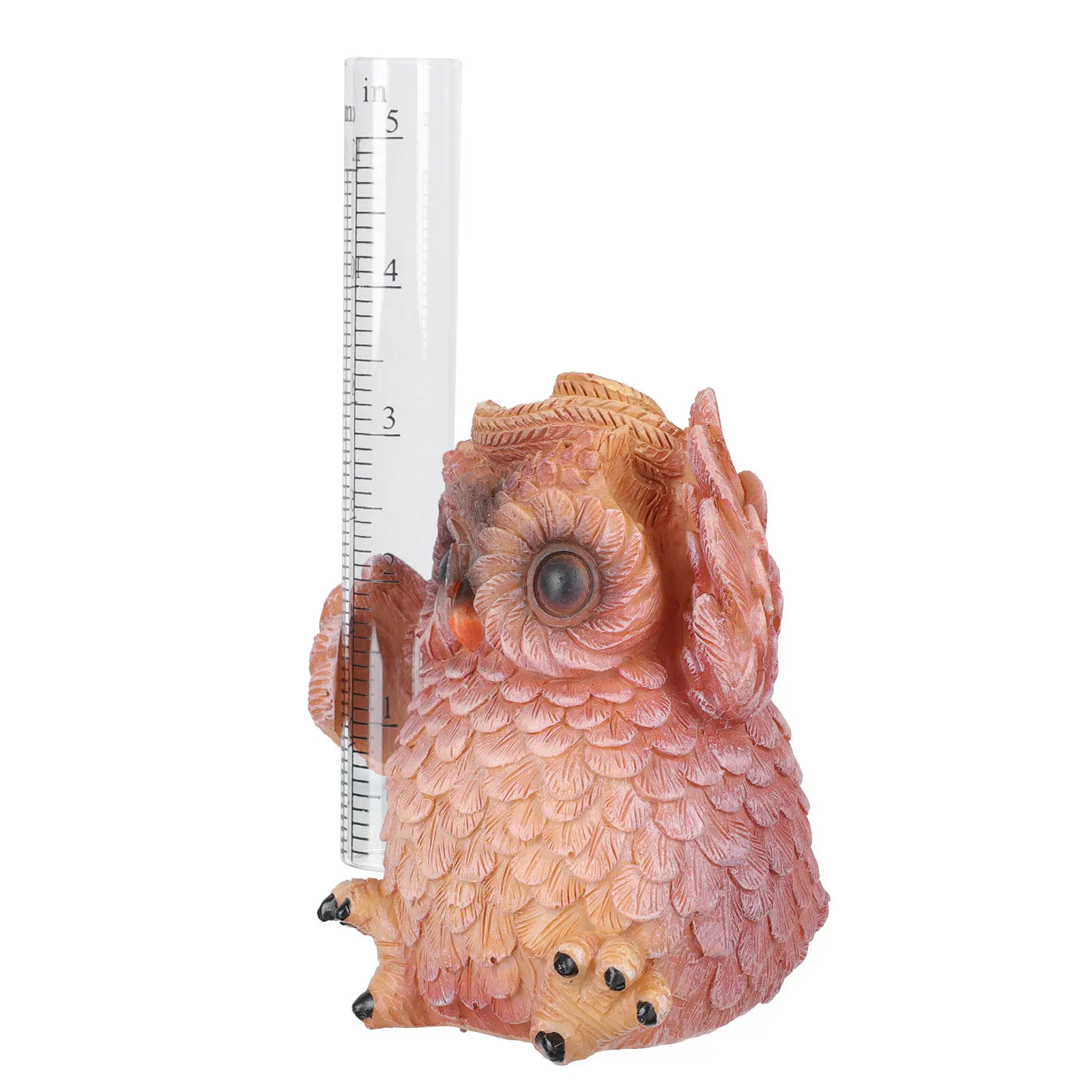 

Resin Craft Owl Garden Adornment with Integrated Rain Gauge for Yard Lawn Balcony Decor Weather Measurement Tool Vivid Animal