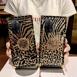 Luxury Gold Leopard Feather Phone Case for OPPO A95 A74 A55 A54 A94 A93 A15 A72 A73 A53 A33 A32 Glitter Ring Holder Stand Cover