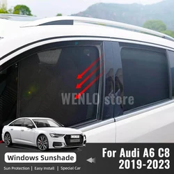 For Audi A6 C8 Sedan 2019-2023 Side Window Sun Shade Visor Car Sunshade Front Rear Windshield Cover Curtains Shield Accessories