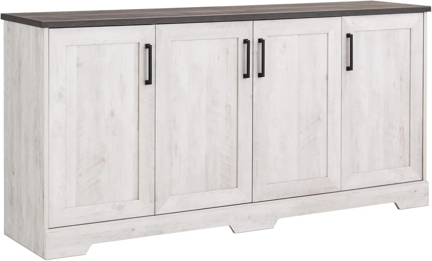 

Rustic Ridge 4 Console Table Doors And Shelves, Sideboard Storage Cabinet, 66"" W X 31.75"" H X 16"" D, Washed White