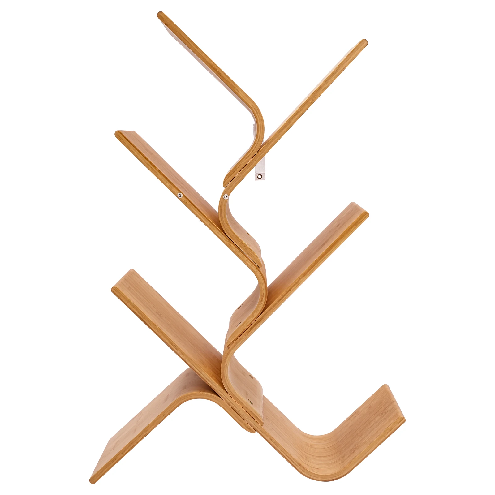 

5-Tier Bamboo Desktop Bookshelf, Burlywood Color, Open Frame for Books, Laptops, and Office Organization