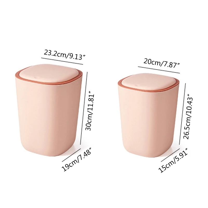 Plastic Trash Can with Lid Press Waste Paper Bin Dustproof Multifunction for Home Kicthen Bathroom Living Room drop ship