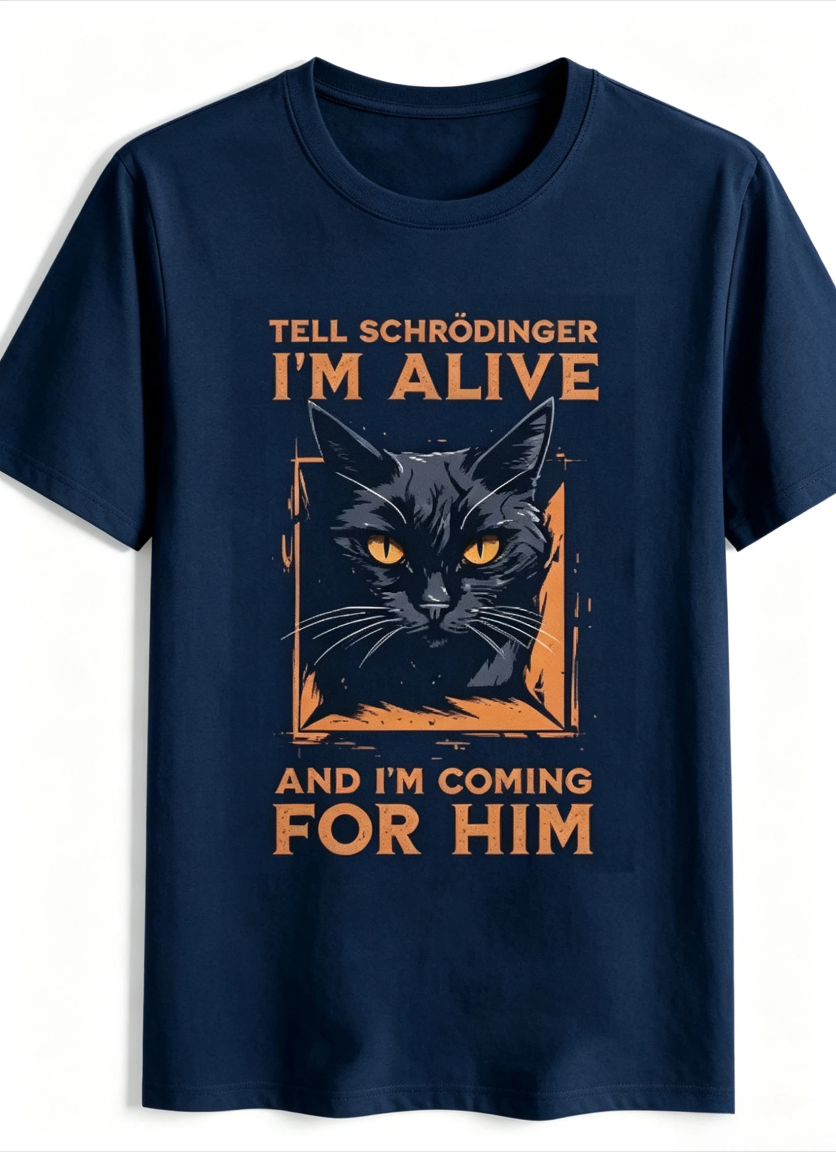 Men's Retro Cat-eye Orange Humorous Expression T-shirt, Hip-hop Style Women's Kimono Style Y2K Streetwear Extra Large Size