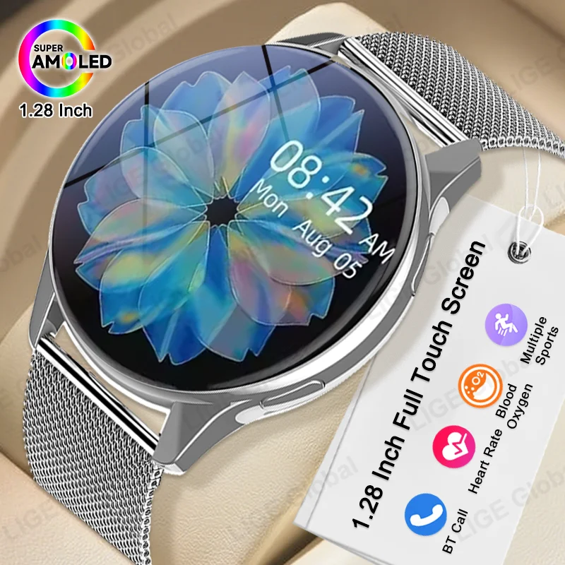 

LIGE New Bluetooth Call Smart Watch 1.28" AMOLED Custom Dials Sport Men Woman Heart Rate SpO2 Sleep BP Health Monitor Smartwatch