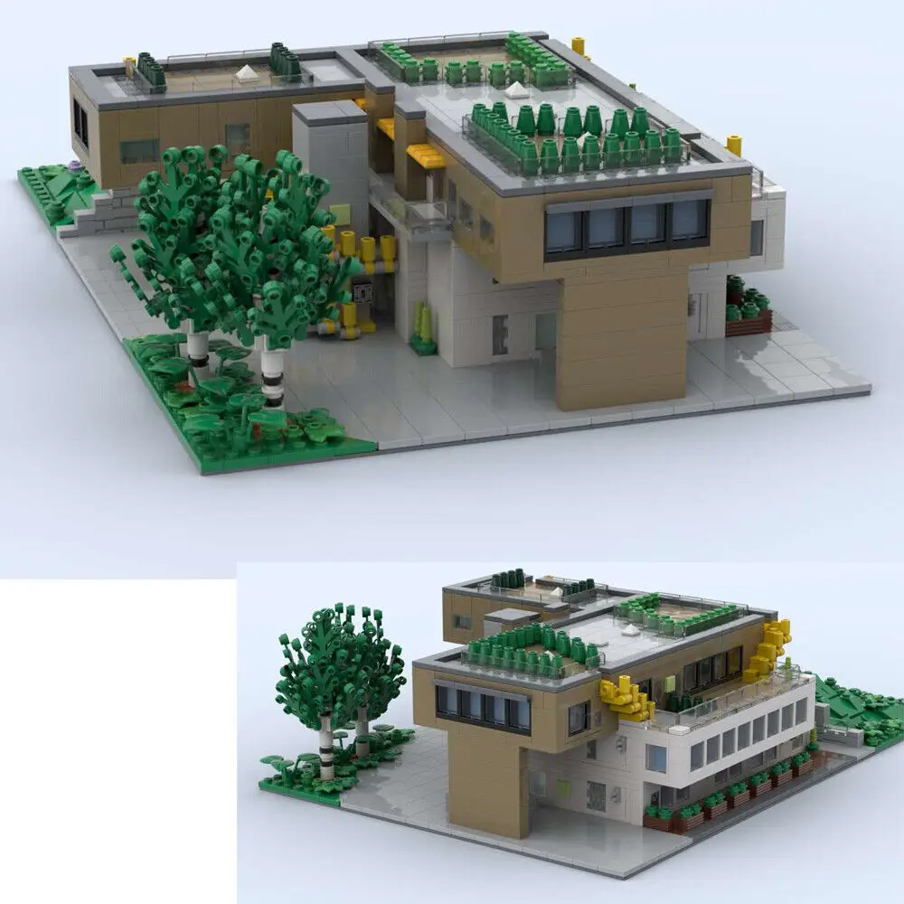 Villas Apartment Architecture on a Hill Modular Building 2089 Pieces MOC Build