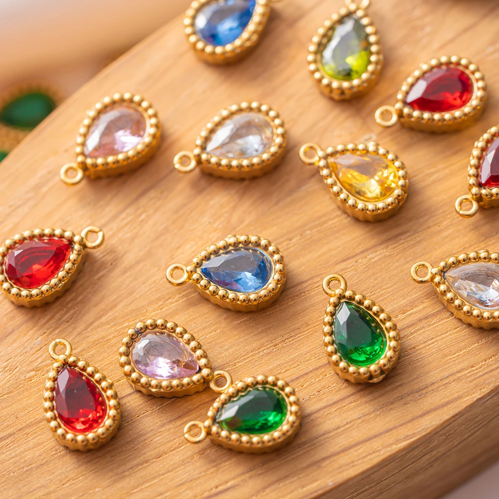 

10pcs/Lot Stainless Steel Geometry Crystal Charms Random Color Pendants for DIY Necklace Bracelet Jewelry Making Supplies Crafts