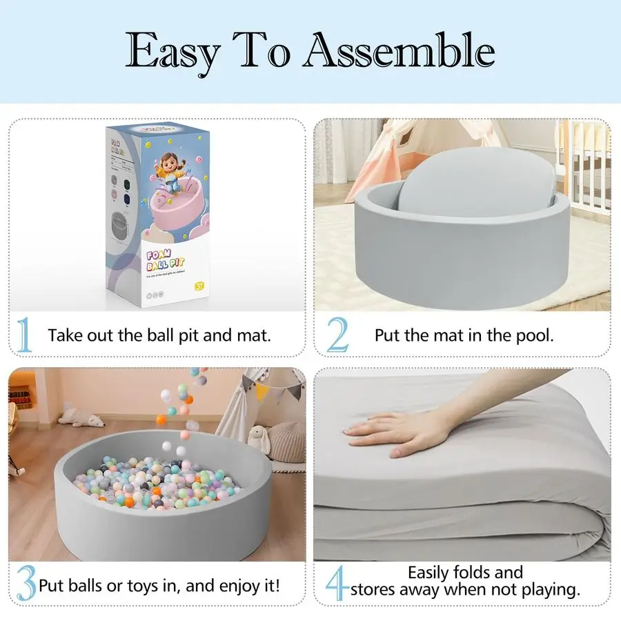 حفرة كروية، 35.4 × 11.8 حفر كروية للأطفال الصغار، حوض سباحة كرة أطفال مستدير ناعم للأطفال، هدية مثالية للأطفال في الأماكن المغلقة