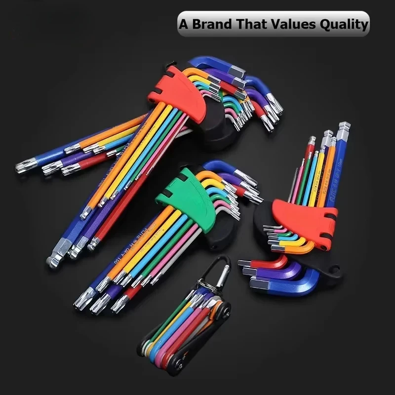 

Allen Key Set L Wrench Kit for Allen Screw 9PCS Long Arm Hex Key Set 1.5mm To 10mm Hex Spanner Hand Tools Bicycle Repair