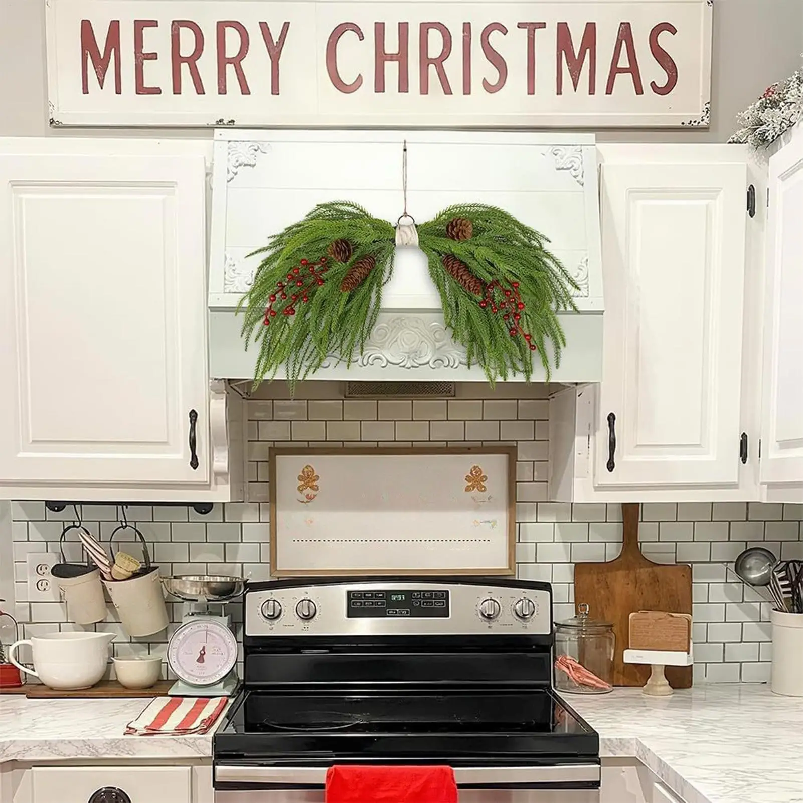 

Christmas Window Wreath Realistic Winter Holiday Winter Door Artificial Christmas Swag For Indoor Window Mantel Restaurant Wall