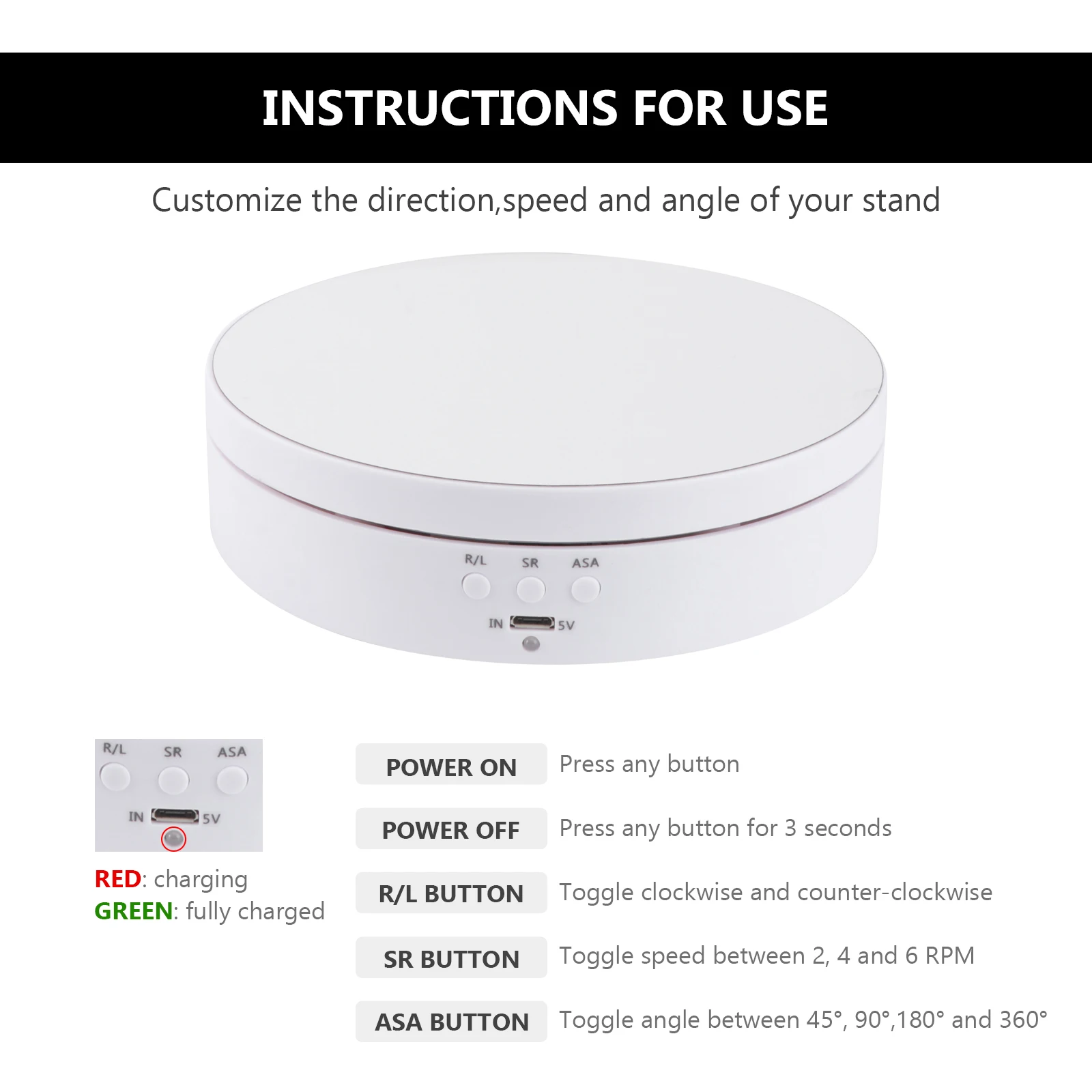 

Electric Rotating Stand Jewelry Turntable Abs Material Adjustable 360° Desktop Display Rack For Phone Camera Digital