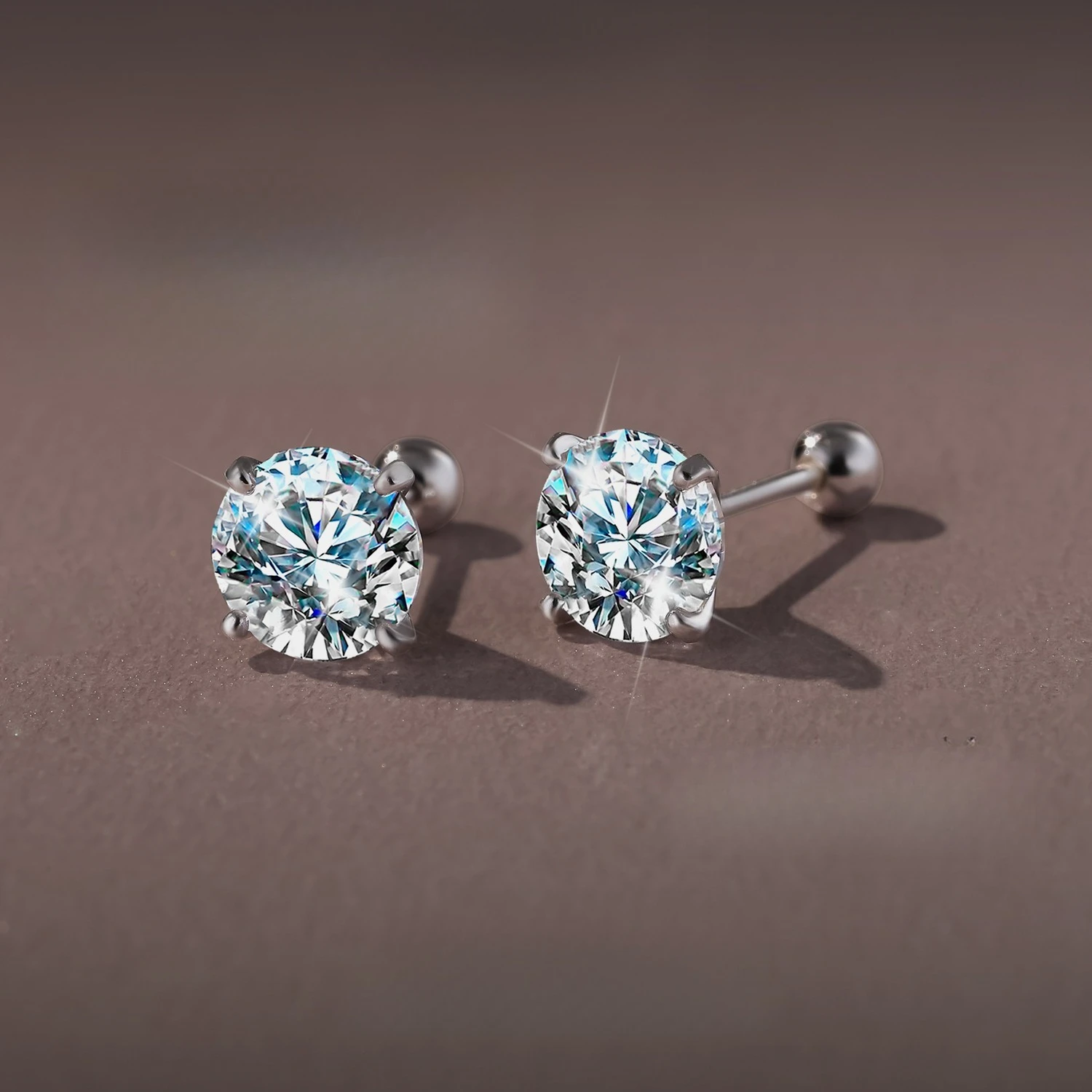 

Серьги-гвоздики с муассанитом круглой огранки для женщин и мужчин, классические серьги-гвоздики-пасьянсы с тройной оправой, серебряные украшения S925