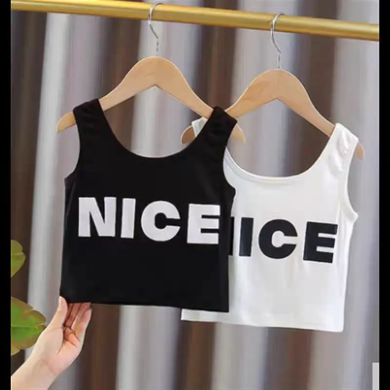 Summer Girls Tank Top Star Crop Tops For Kids Teenager Sleeveless Vest Letter Camisole 2-10Yrs Children\'s Clothes Fashion