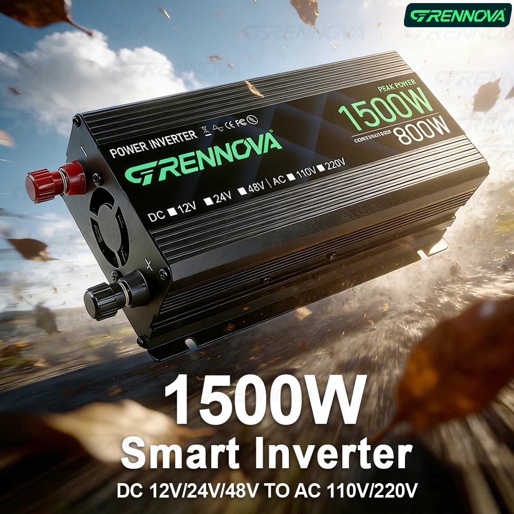 

1000W - 2200W Peak Smart Power Inverter Rate 650W - 1100W DC 12V 24V 48V To 110 220V for Home RV Camping & Essential Appliances