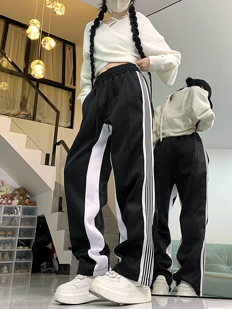 المرأة السوداء القوطية سراويل تقليدية فضفاض Y2K Harajuku شارع العليا الرياضة شارع الرقص 2000S نمط موضة الملابس الرجعية 2025 جديد #3