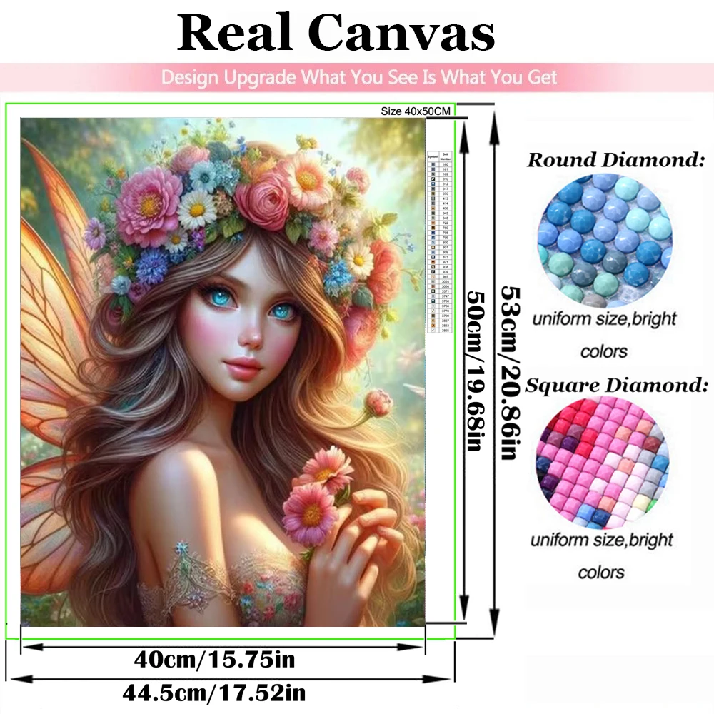 5D DIY Diamond Painting Elegant Garden Flower Ladies Pictures Mosaic Art Full Round Cross Stitch Kit Rhinestone Home Decoration