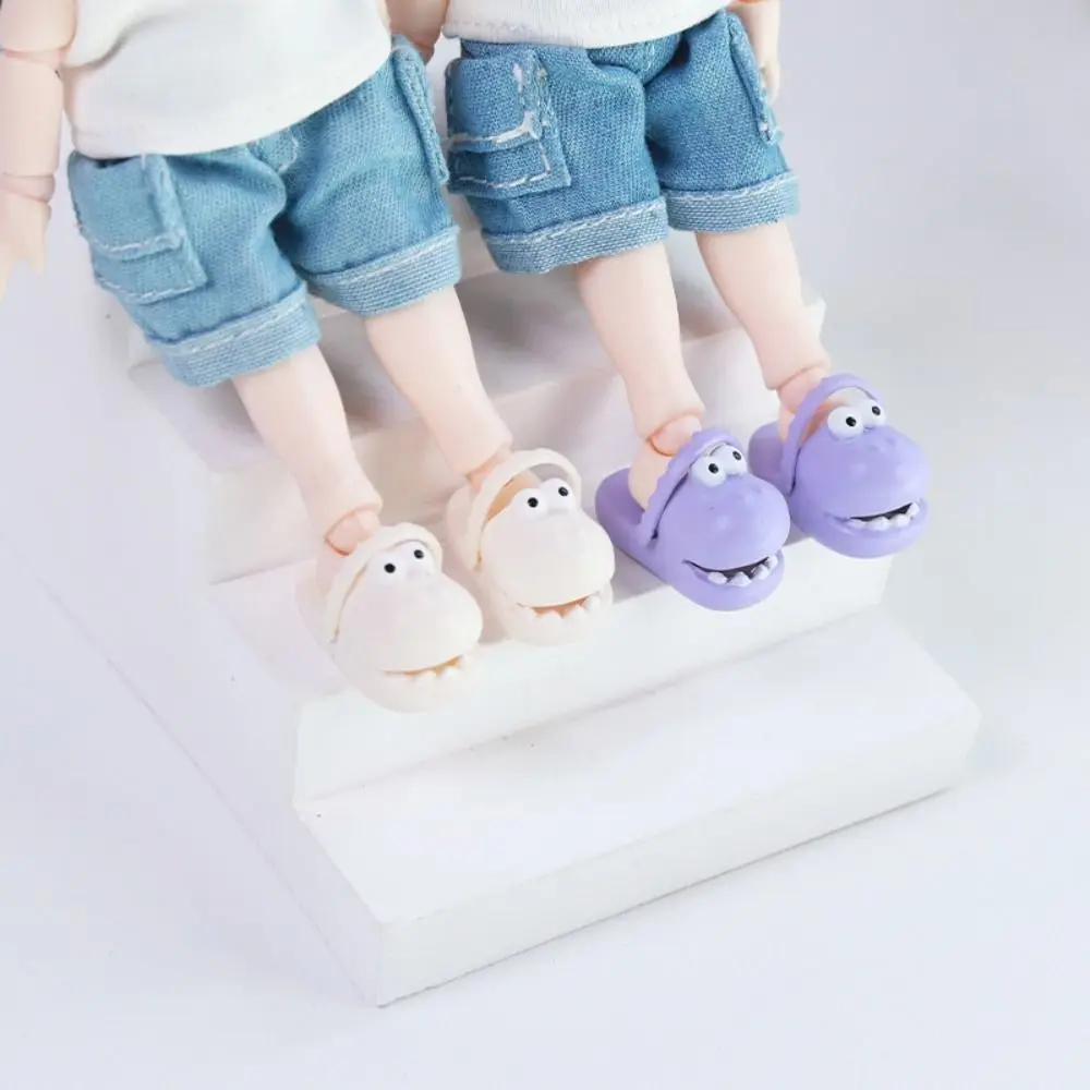 

1 Pair Round Toe Ob11 Doll Slippers Mini Simulation Mini Dinosaur slippers Cute Cartoon Silicone Dinosaur slippers
