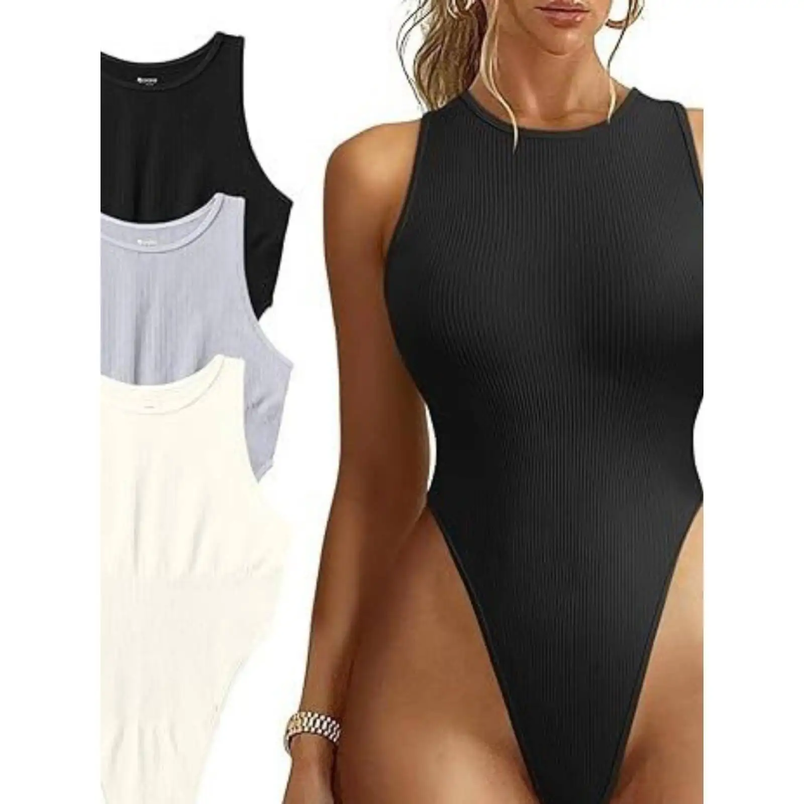 

Женский комбинезон с ребристой отделкой, с низкой талией, из тонкой полиэстеровой ткани, удобный, облегающий, с короткими штанинами.