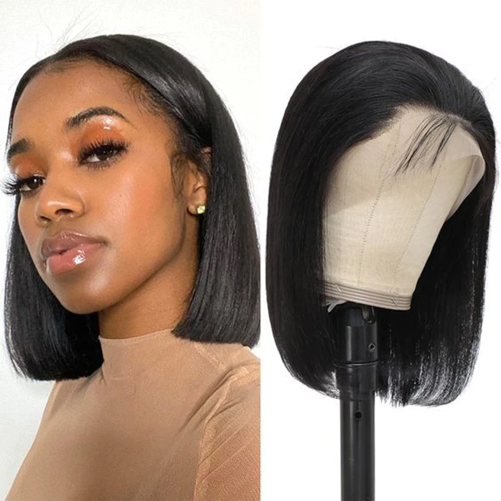 8 Inch 4x4 Brazilian Lace Human Hair Wigs Short Straight Bob Baby Hair For Women Pre-Plucked Hair Cheap Wig On Clearance Seal