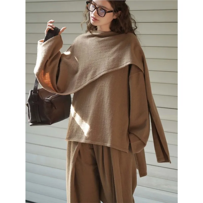 

Johnature Korean-style Minimalist Shawl Top With Irregular Patchwork Casual Autumn Winter New Loose Fit Women Tops
