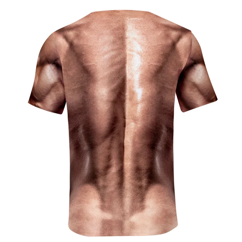 Summer Men Fake Muscle T-shirts 3D Print Strong Pectorales Pattern T Shirt Women Men Abdominal Gym Tee Shirts Streetwear Tops