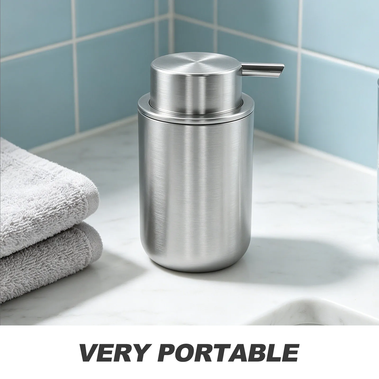 Kitchen Sink Soap Dispenser Stainless Steel Manual Pump Liquid Dispenser Refillable 5.4oz Bottle Press-Type Handwash Lotion
