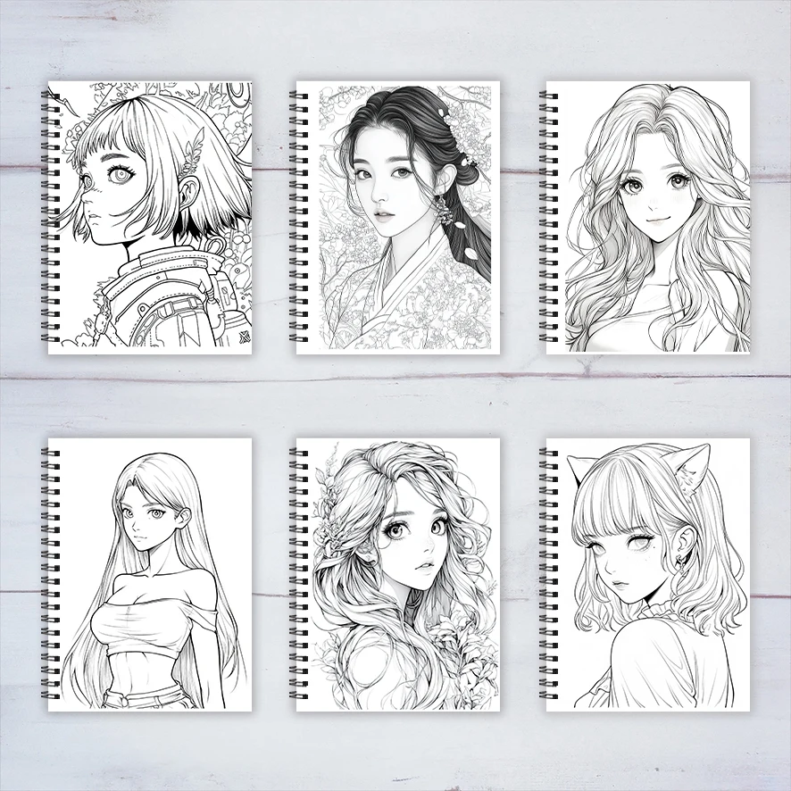 Anime Divas Adult Coloring Book - 8.3x 11.2 Inch 22 Page Coloring Book - Helps Reduce Stress and Ease Emotions