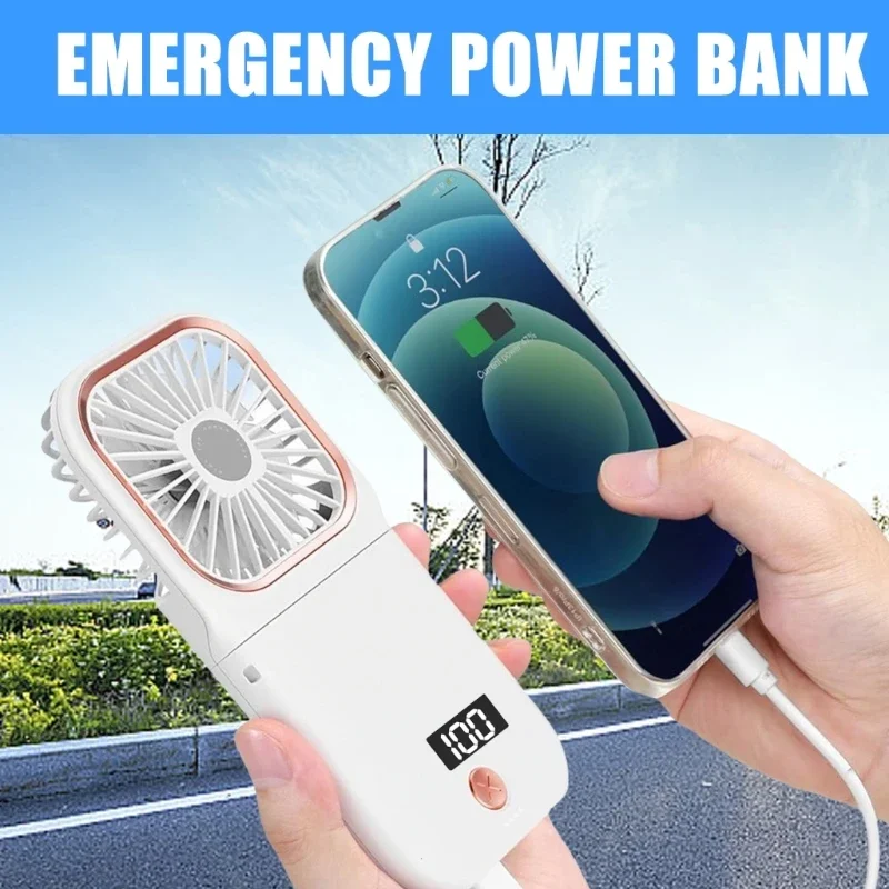 3000mAh Portable Cooling Fan, Rechargeable Handheld Handheld Fan 3 Gear Speeds with