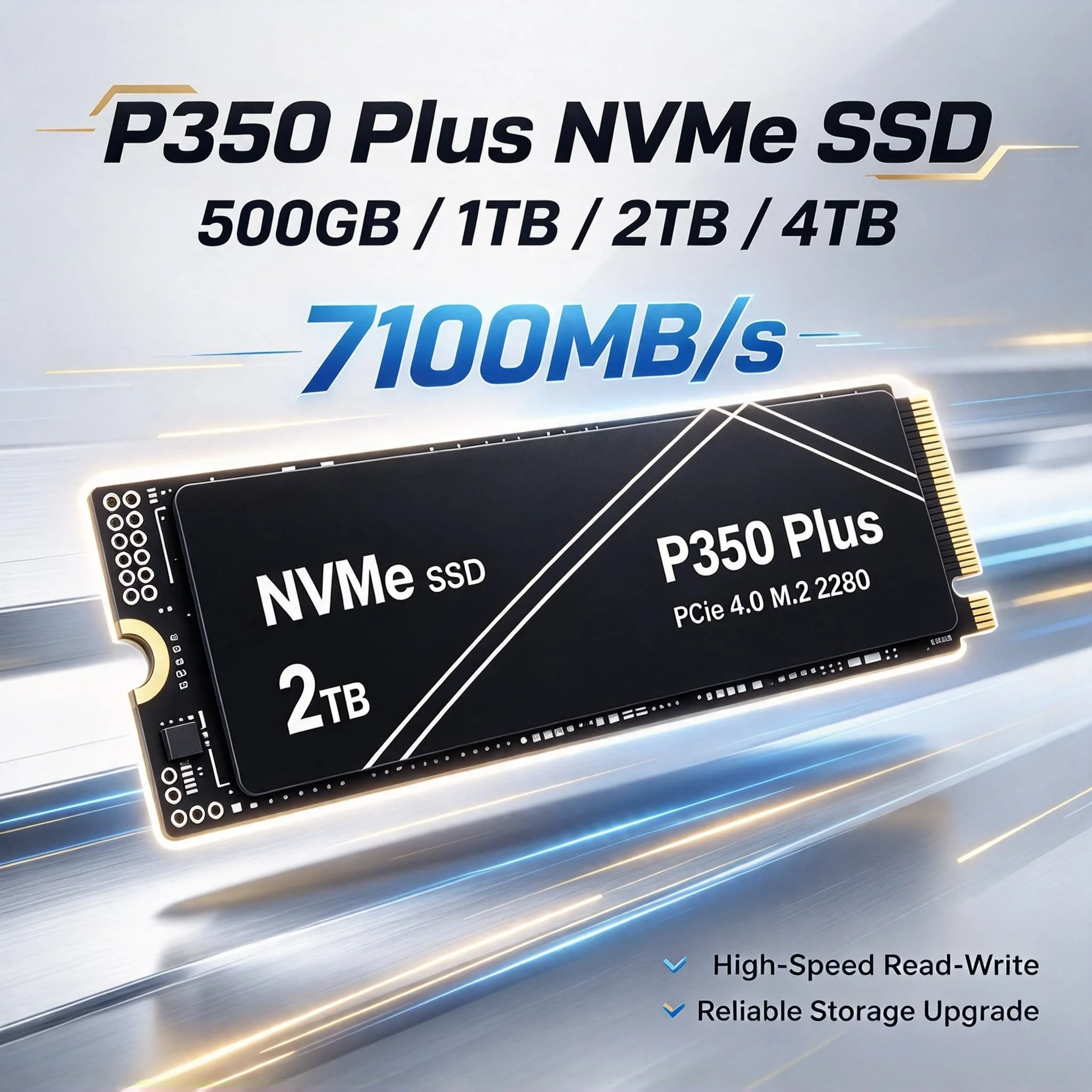 P350 Plus M.2 2280 NVMe SSD 500GB 1TB 2TB 4TB 7100MB/s PCIe 4.0 with 2X Speed Boost Internal Drive for Laptop Desktop PC Max