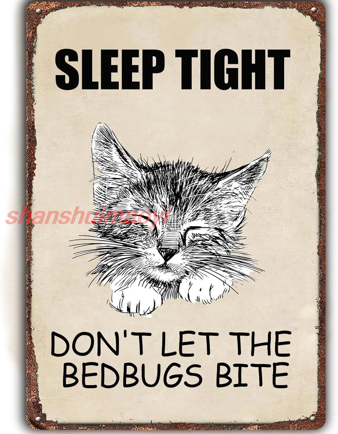 HQVLNAWX Sleep Tight And Don't Let The Bedbugs Bite Retro Metal Tin Sign,Retro animal decoration painting Decor Wall Ar HAI