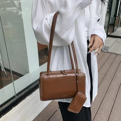 Fashion Luxury Design PU Leather Hobo Shoulder Bag Two in one Women Small Clutch Handbag Purse Female Underarm Bag Travel Totes