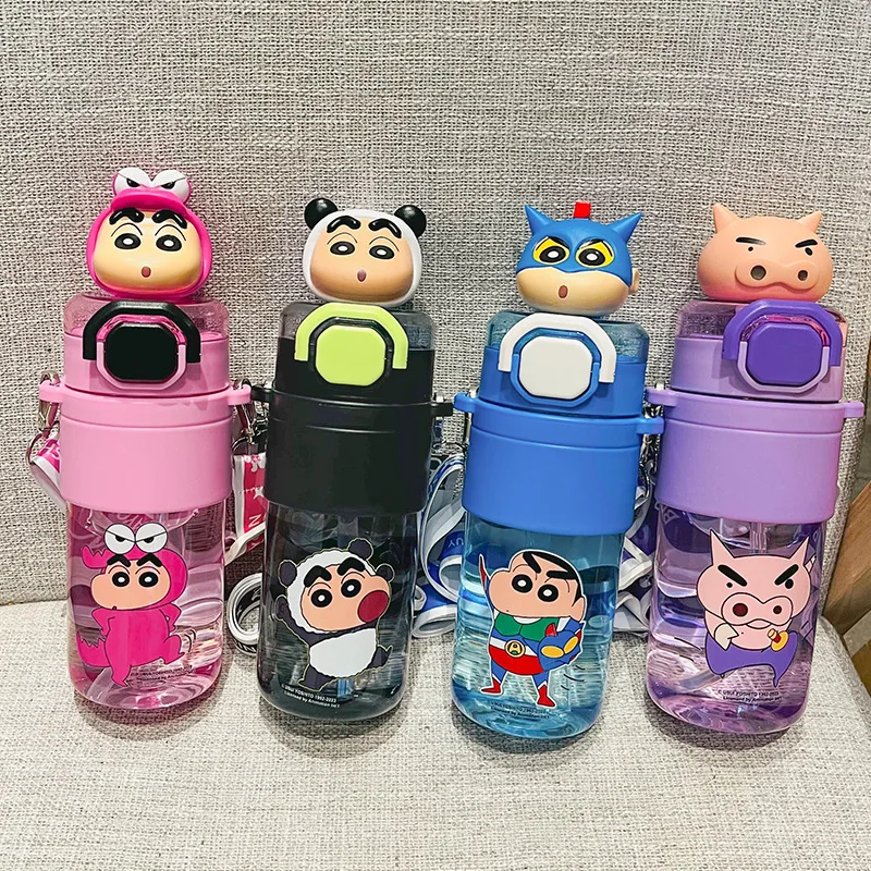 Miniso Crayon Shin-Chaned новая детская чашка для воды аниме мультфильм Anti-Fall Высокая емкость Pop-Up Cup 2024