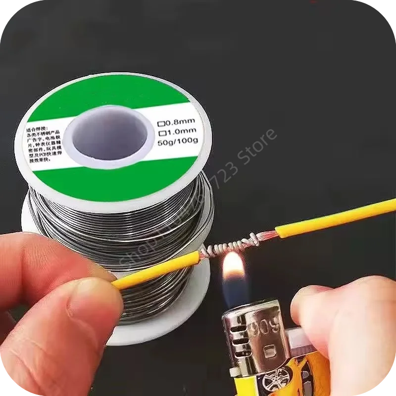 50/100g Soldering Tin Wire Low Melt Soldering Tin Wire 0.8mm/1.0mm Tin Melt Rosin Core Roll No-clean FLUX 2.0%